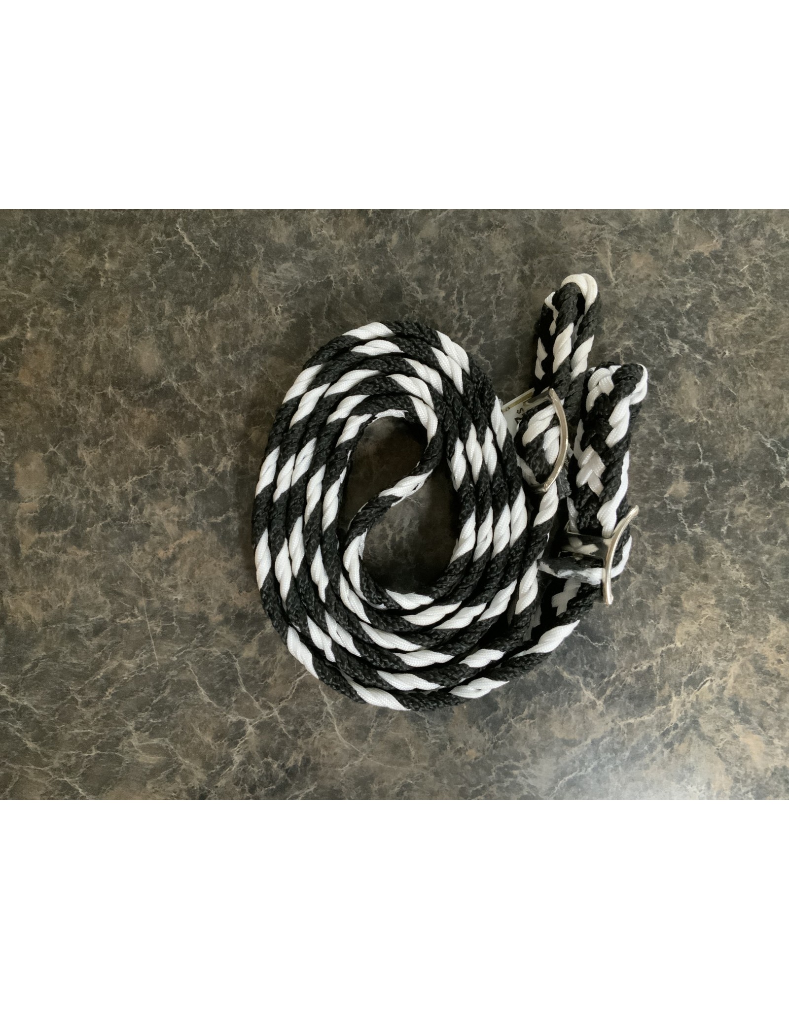 Flat Braided Barrel Rein - 8' - Black/White 275772