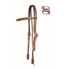 WESTERN RAWHIDE SIGNATURE OILED HARNESS LEATHER QUICK CHANGE BROWBAND HEADSTALL - 202132-57