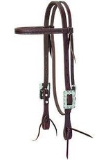 Working Cowboy Browband Headstall, Scalloped Hardware, Golden Chestnut 10-0593