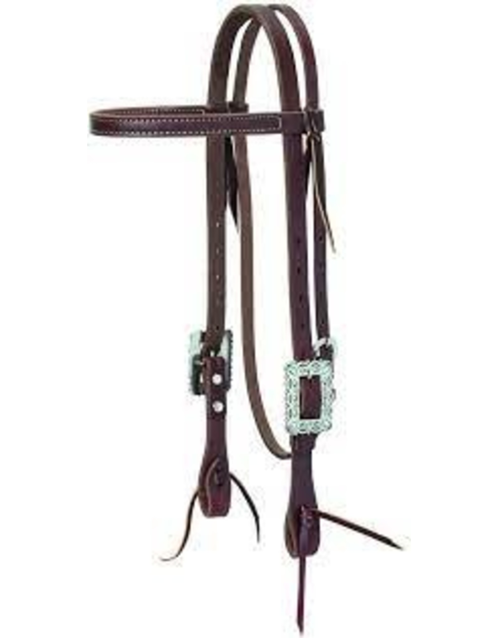Working Cowboy Browband Headstall, Scalloped Hardware, Golden Chestnut 10-0593