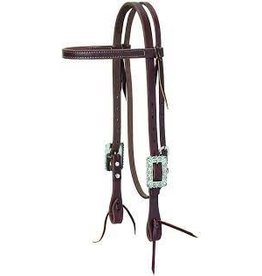 Working Cowboy Browband Headstall, Scalloped Hardware, Golden Chestnut 10-0593