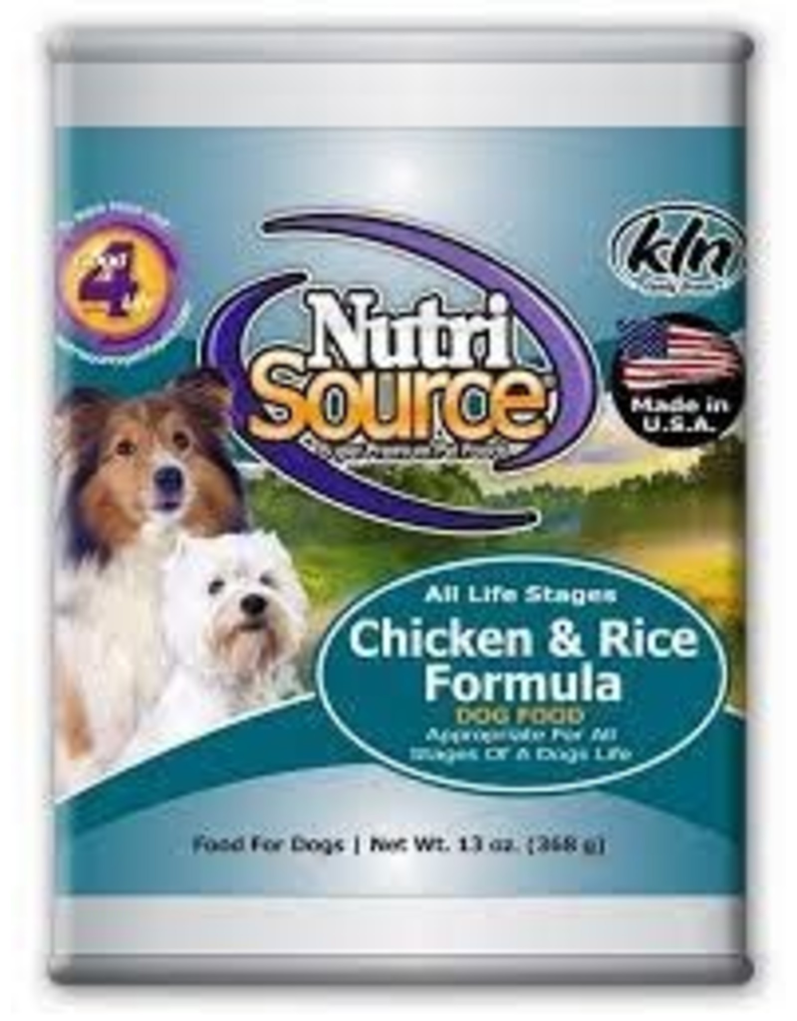 Nutri Source NUTRI SOURCE - Chicken & Rice Canned Dog Food Pate -Single 13 oz- 92000-7 (Case price $33.47)