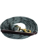 Mustang Cowboy Poly Lead Rope - 5/8" x 9' with 7/8" brass plated bolt snap and leather popper end. - Grey/Blk - 292648-78