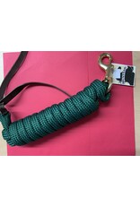 Mustang Cowboy Lead Rope 5/8" x 9' - Brass Plated Bolt Snap 7/8" - Green - 292648-12
