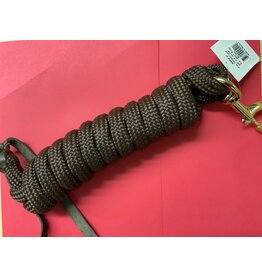 Mustang Cowboy Lead Rope  5/8" x 9' - Brass Plated Bolt Snap 7/8" - Brown - 292648-04