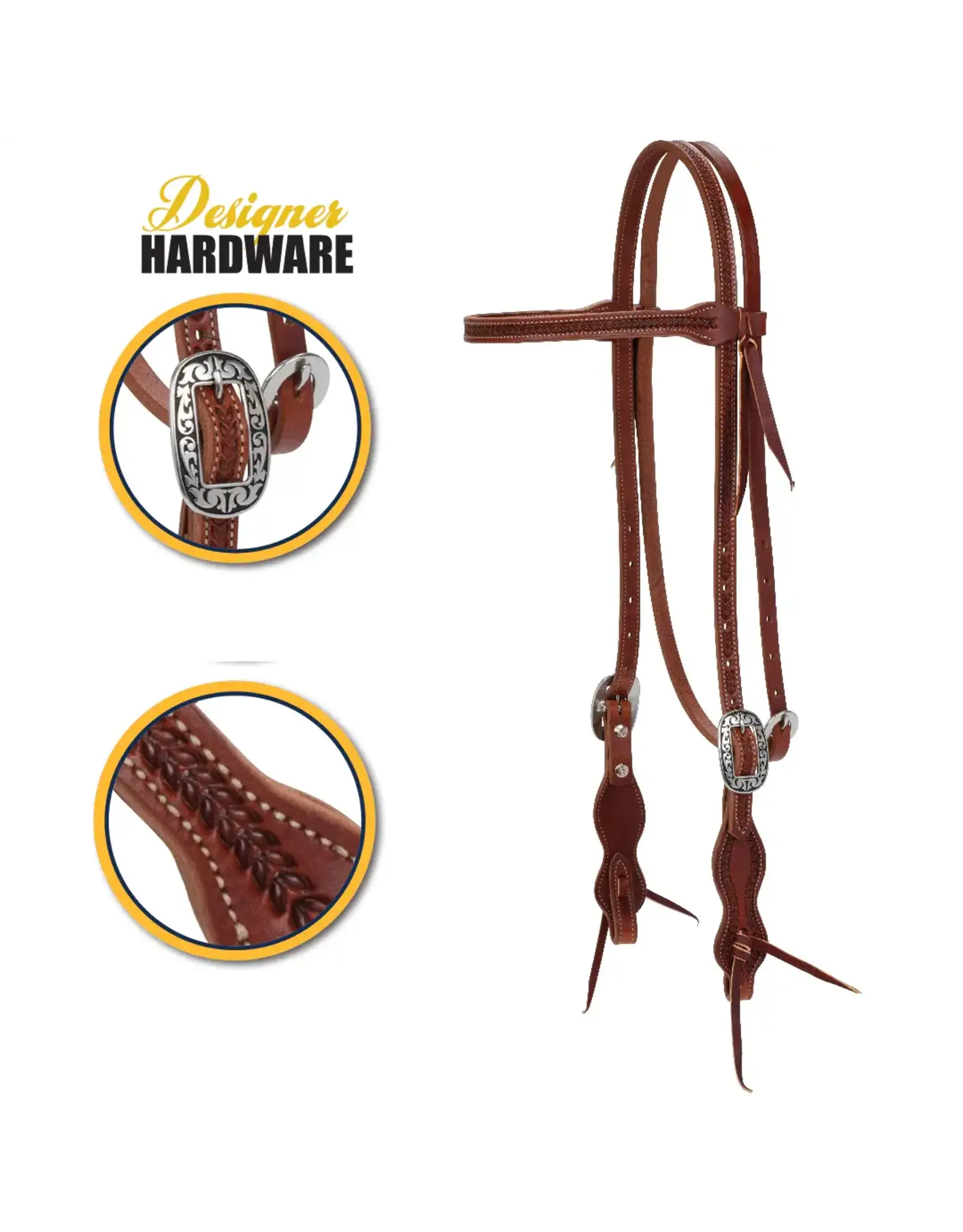 SYNERGY® HARVEST WHEAT HEADSTALL WITH FLORAL DESIGNER HARDWARE- Straight Brow - 10018-10-00-02