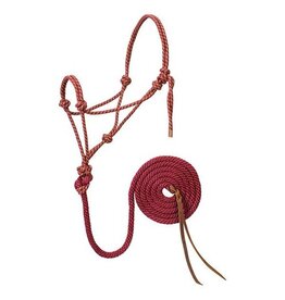 Diamond Braid Rope Halter w/Lead - Sangria/Gold - 35-7800-R22