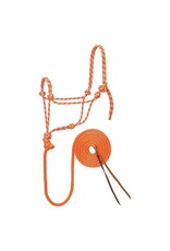 Diamond Braid Rope Halter w/Lead - Orange/ Mint  - 35-7800-R15