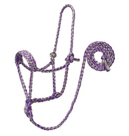 Braided Rope Halter with 10' Lead - Average - GR/PUR - 35-7820-R3