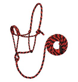 Braided Rope Halter with 10' Lead - RD/BLK - 35-7820-102