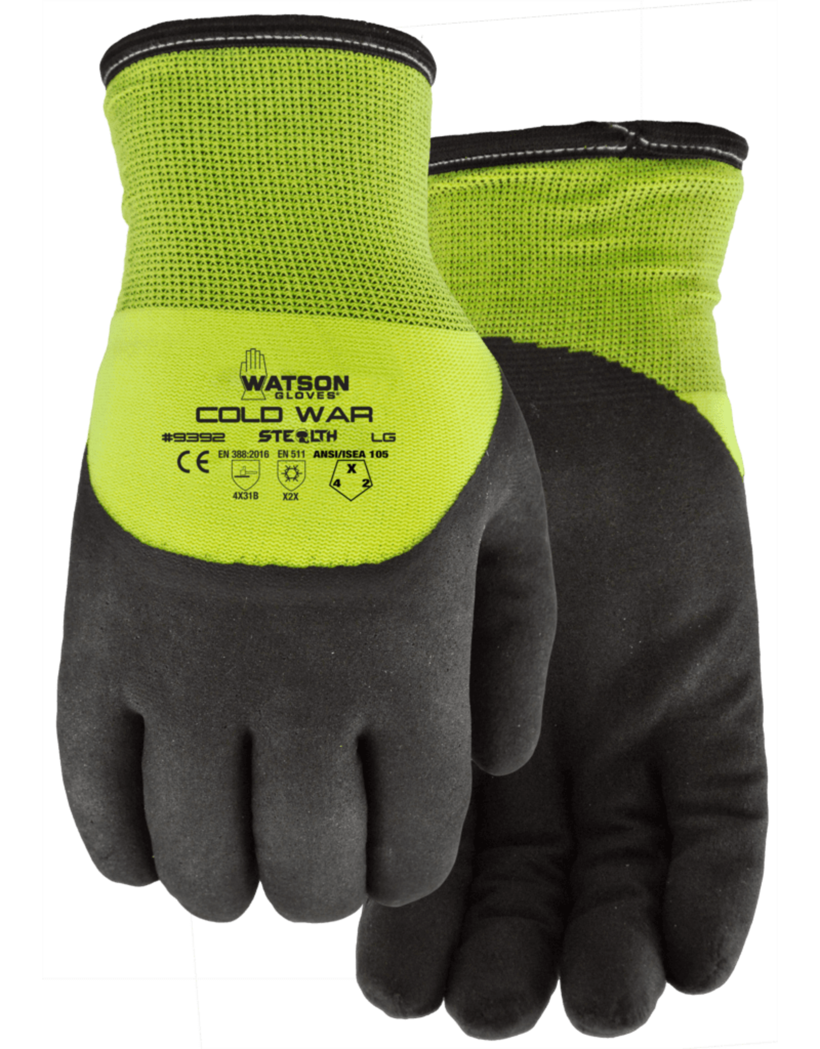Watson Gloves Gloves* Stealth Cold War 3/4 Dipped Foam Nitrile Two Layer 9392 - L