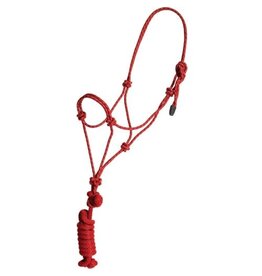 MUSTANG ECONOMY MOUNTAIN ROPE HALTER WITH LEAD - FOAL -  Red/White - 292977-05