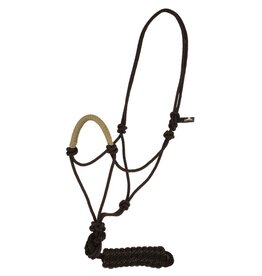 MUSTANG SOLID NOSE ROPE HALTER W/LEAD - TAN - 292809-16