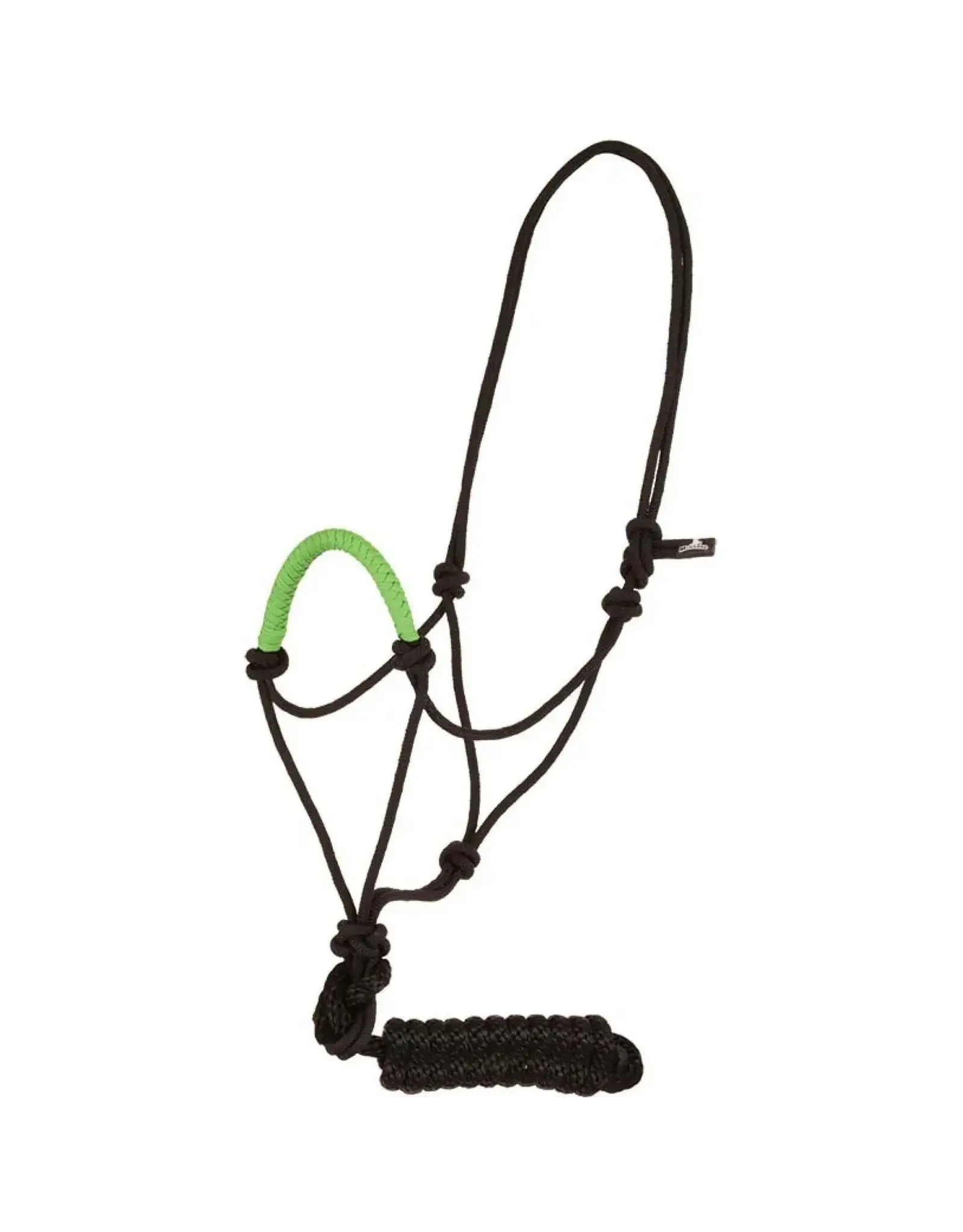 MUSTANG SOLID NOSE ROPE HALTER W/LEAD - LIME GREEN - 292809-32
