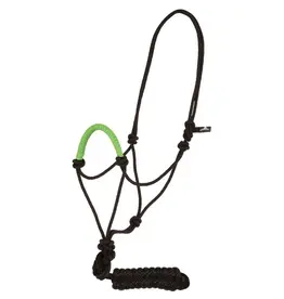 MUSTANG SOLID NOSE ROPE HALTER W/LEAD - LIME GREEN - 292809-32