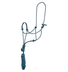Economy Mountain Rope Halter w/ Lead - Regular - Teal/Black  - 292984-55 *Back Ordered Sep25