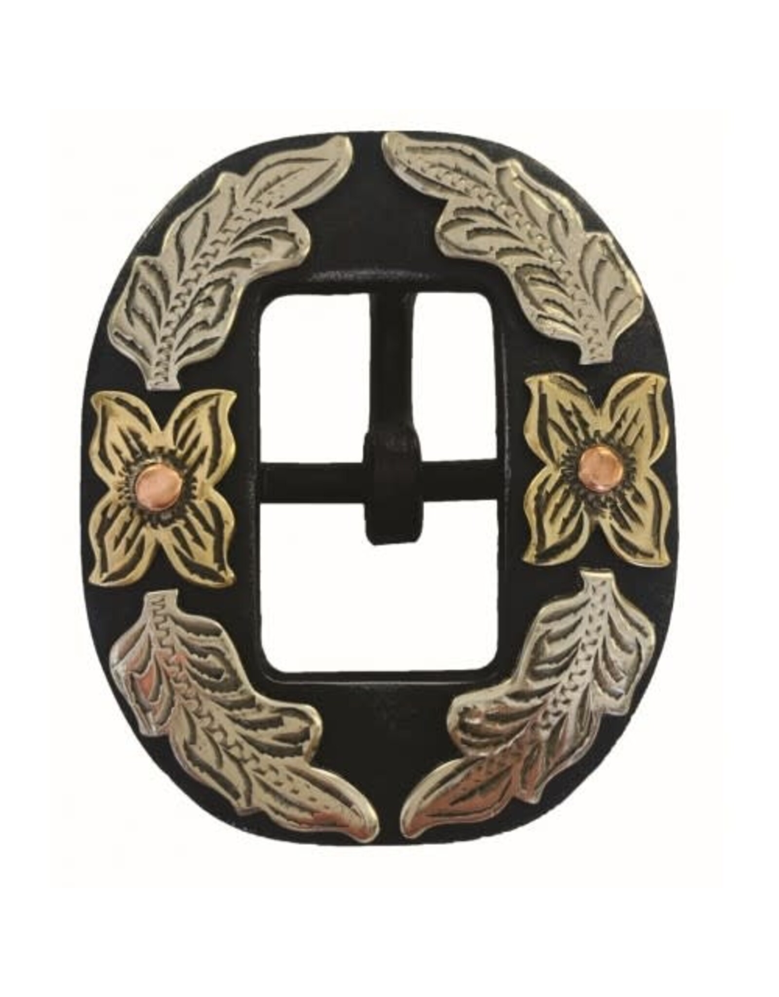 WESTERN RAWHIDE SIGNATURE RUST IRON SILVER BUCKLE 3/4" - PETAL FLOWERS - 510128