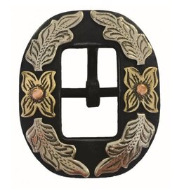 WESTERN RAWHIDE SIGNATURE RUST IRON SILVER BUCKLE 3/4" - PETAL FLOWERS - 510128
