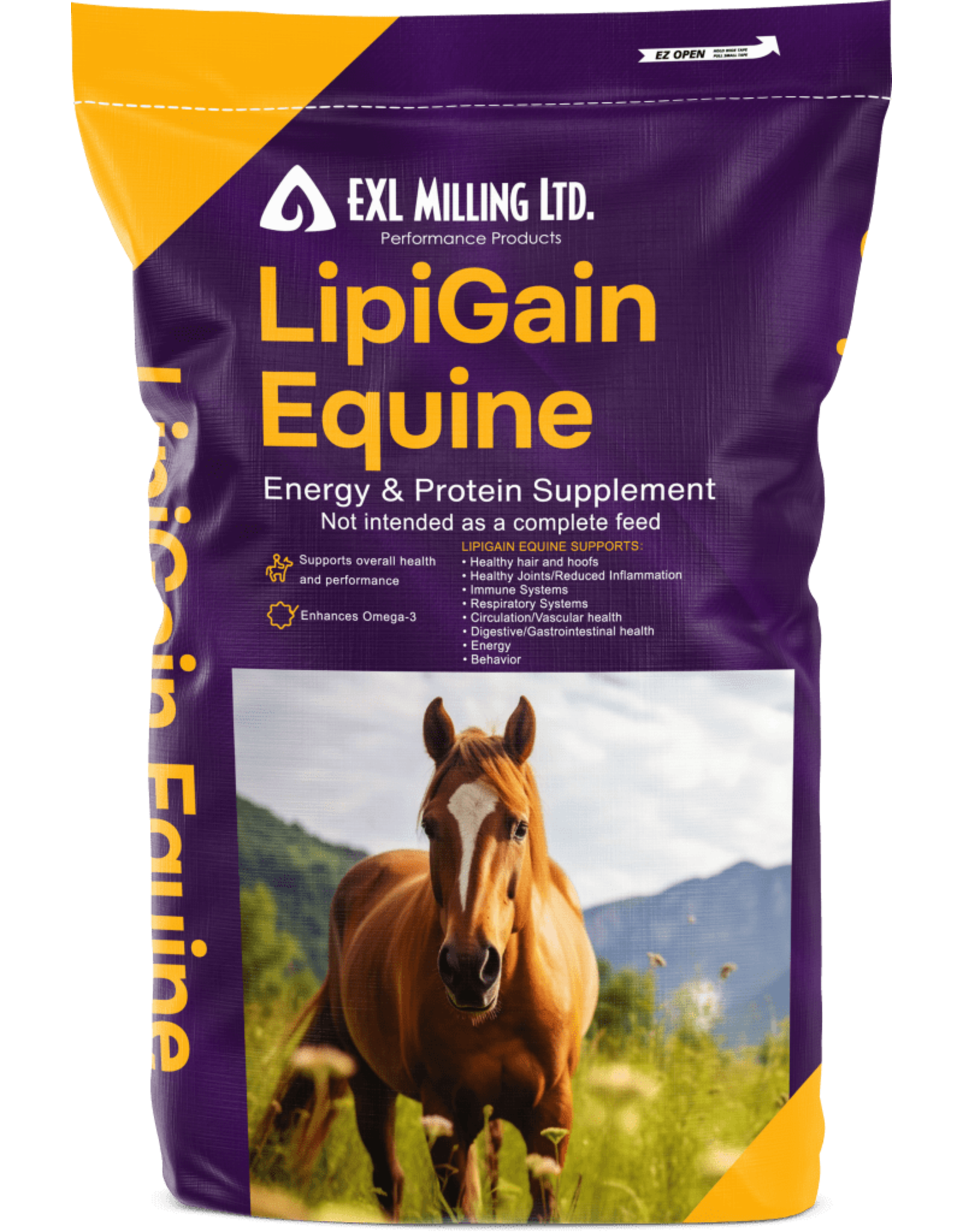 LipiGain Equine - Energy and Protein Supplement 18.2 kg - 17684612 - Protein 20%, Fat 41-43%, Fiber 10%, 16.97% Omega 3 Fatty Acid