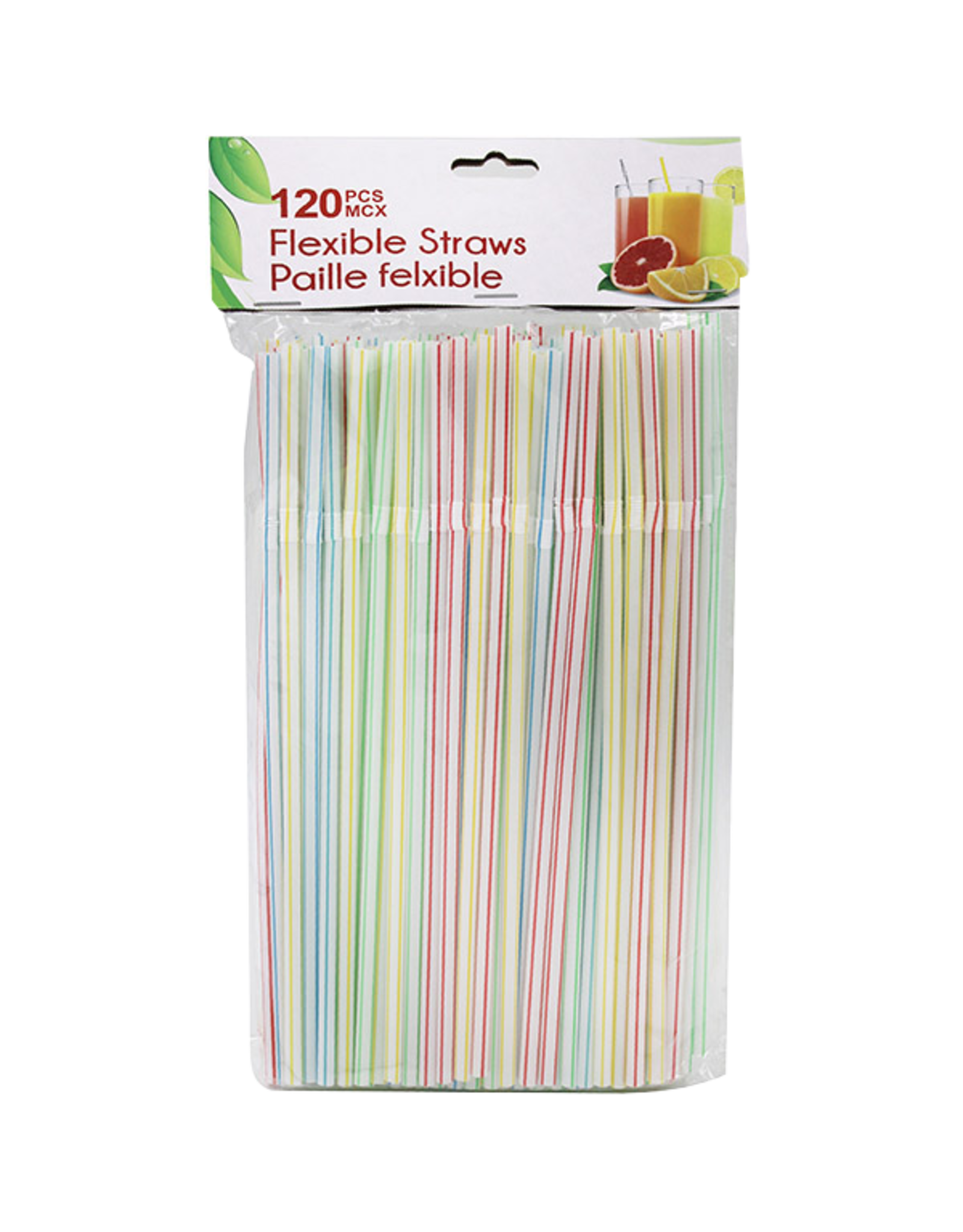 Straw Striped Flexible 120 Pack -  MH-074250