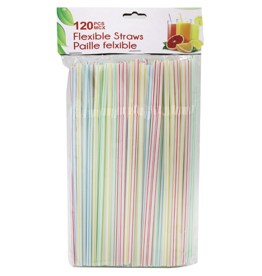 Straw Striped Flexible 120 Pack -  MH-074250