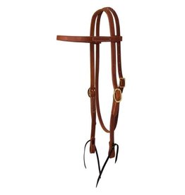 WESTERN RAWHIDE SIGNATURE BROWBAND HEADSTALL WITH TIES, OILED HARNESS LEATHER -