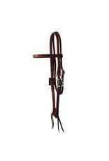 WESTERN RAWHIDE SIGNATURE BUCKLE SERIES BROWBAND HEADSTALL WITH TIES, 5/8 INCH, OILED HARNESS LEATHER - PETAL FLOWERS - 202350-92