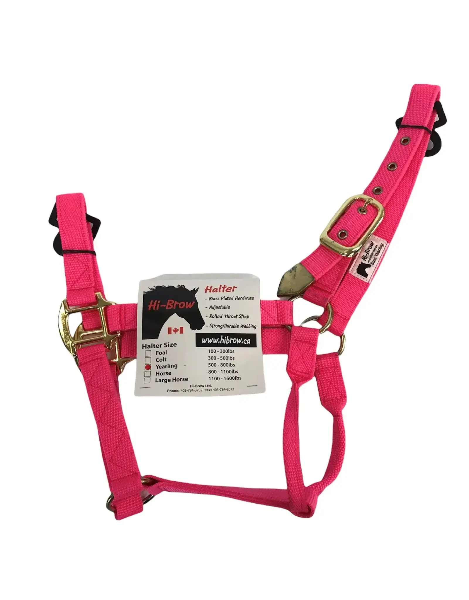Hi-Brow Flat Nylon Halter - Yearling - Pink - THB505Y-PK