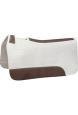 Mustang Blue Horse Pressed Wool Contoured Saddle Pad - 32"x31"x34" - Cream - 274078 *Back Ordered Oct25