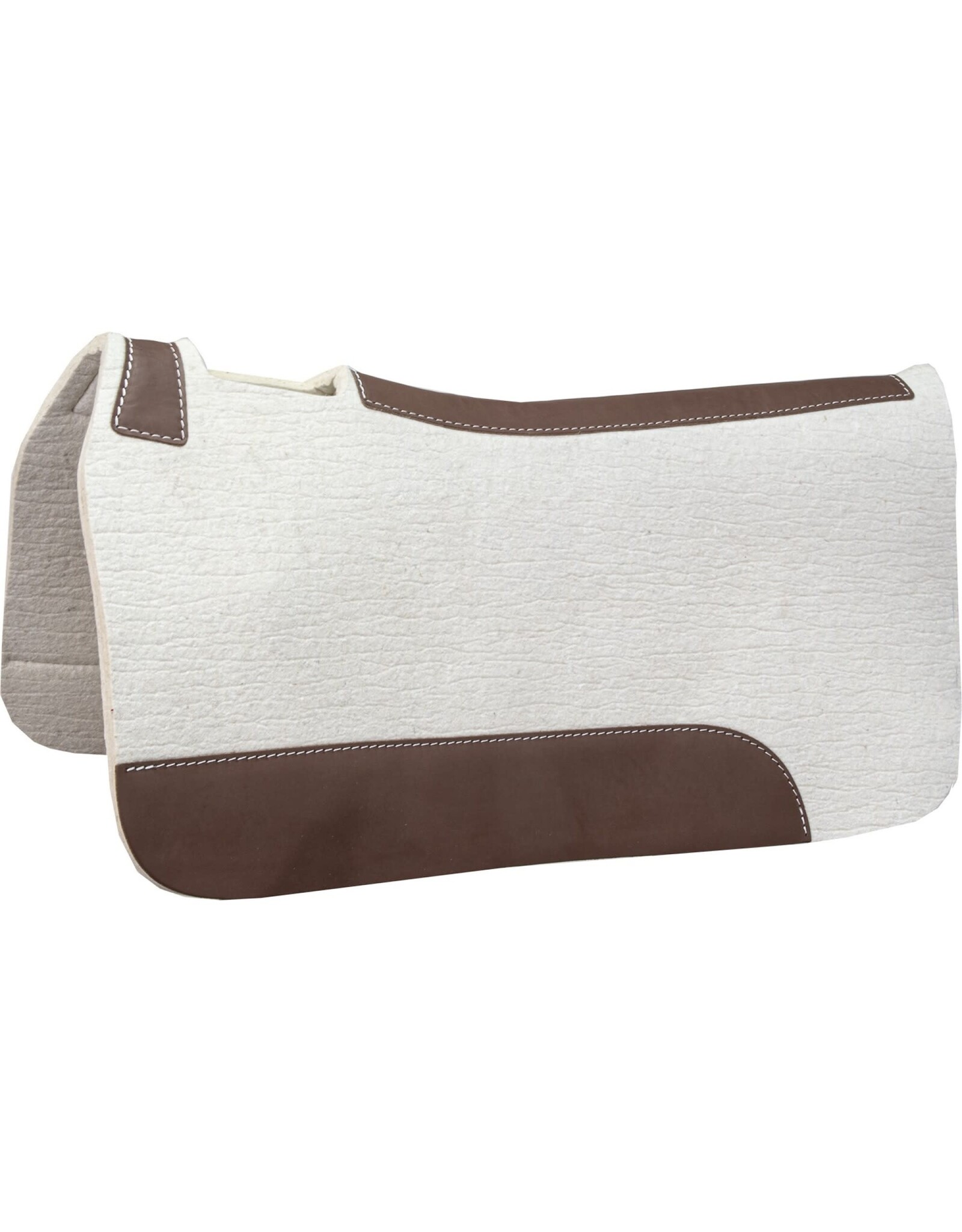 Mustang Blue Horse Pressed Wool Contoured Saddle Pad - 32"x31"x34" - Cream - 274078 *Back Ordered Oct25
