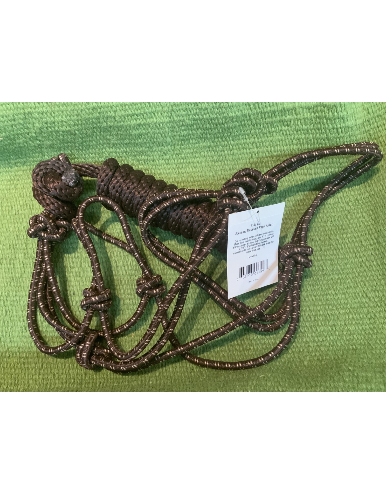 Economy Mountain Rope Halter with Lead - Brown/Tan - 292984-57
