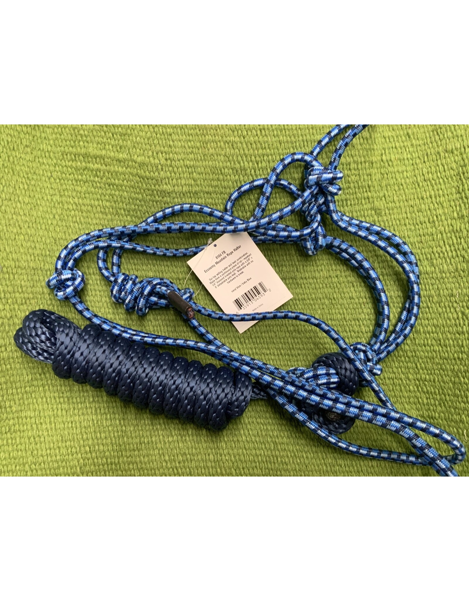 Economy Mountain Rope Halter with Lead -  Navy/Blue/Baby Blue - 292984-76