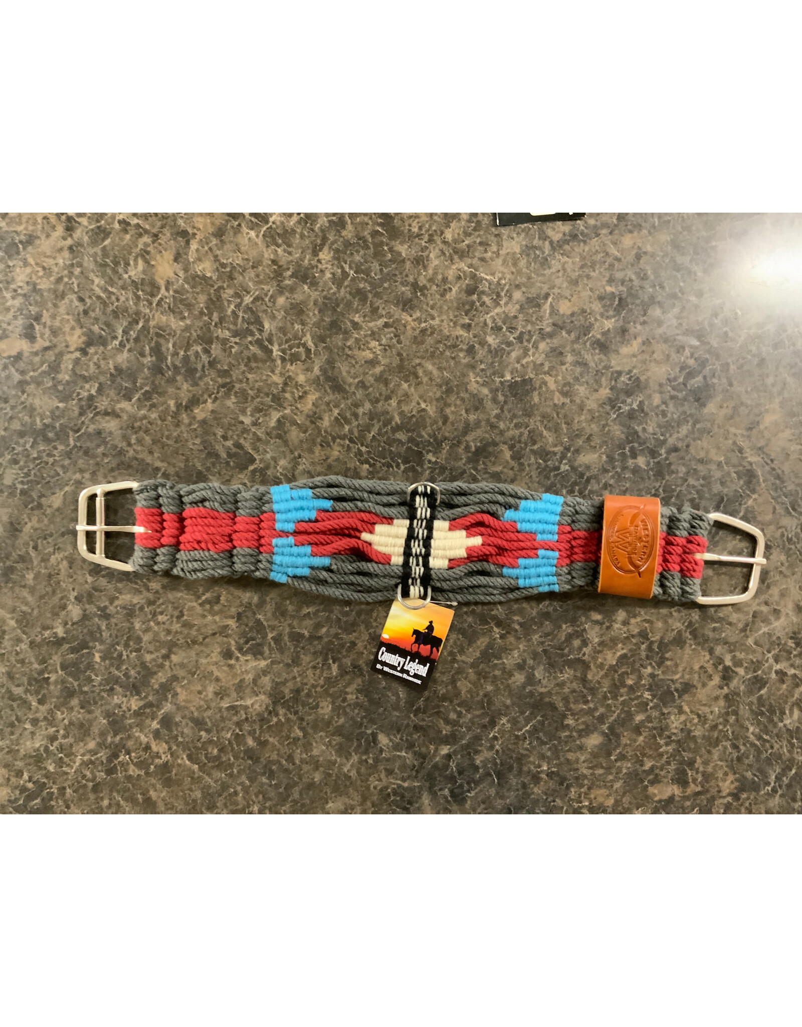 Country Legend Mohair String Cinch - 34" - Blk/Rd - 222915-02/34