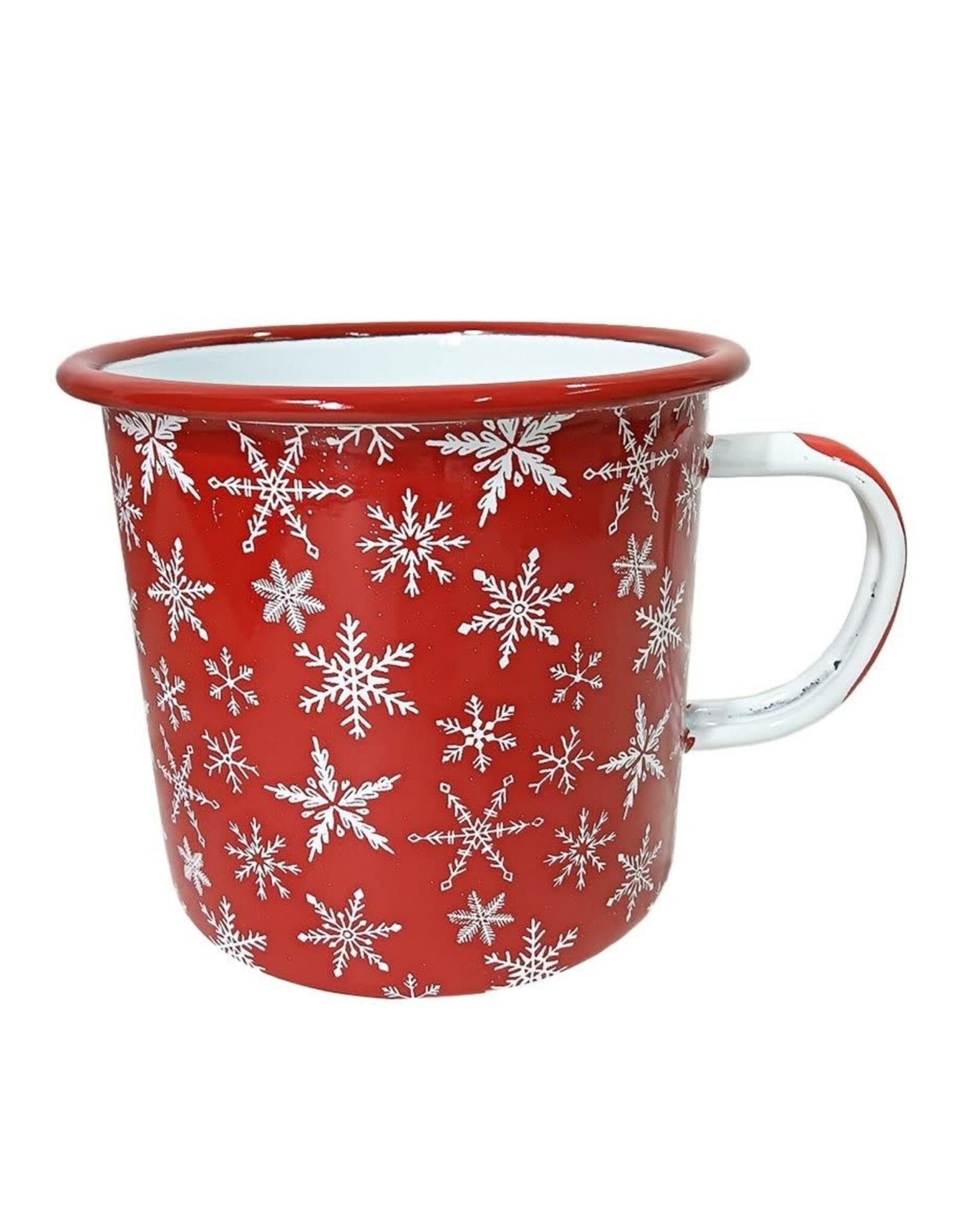 CHRISTMAS!!! Metal Enamel Mug -  Nordic Snowflakes - HI-XM-MD3274