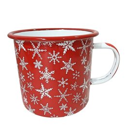 CHRISTMAS!!! Metal Enamel Mug -  Nordic Snowflakes - HI-XM-MD3274