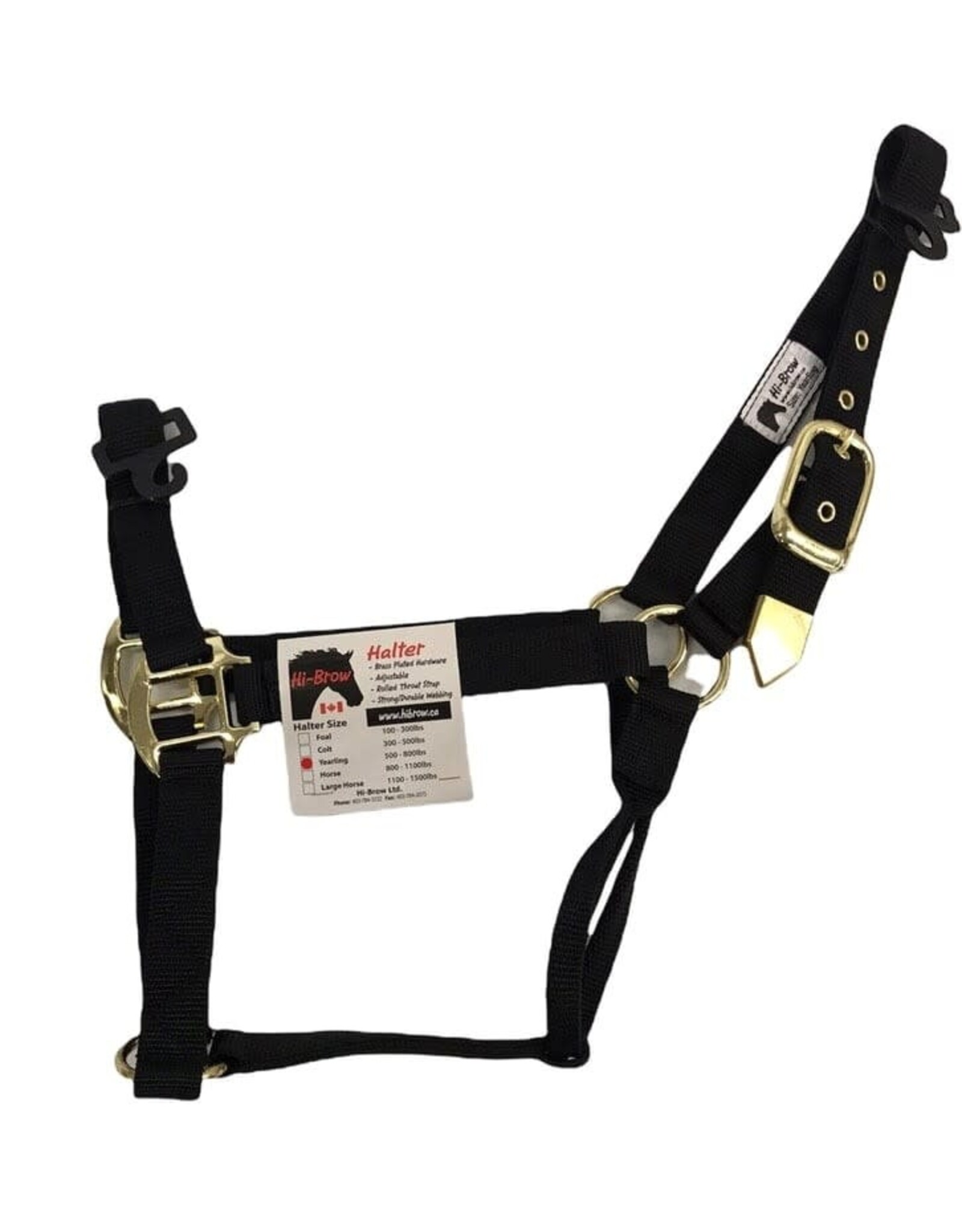 Hi-Brow Halter - Flat Nylon Yearling Halter - Hunter Green - THB505Y-HG
