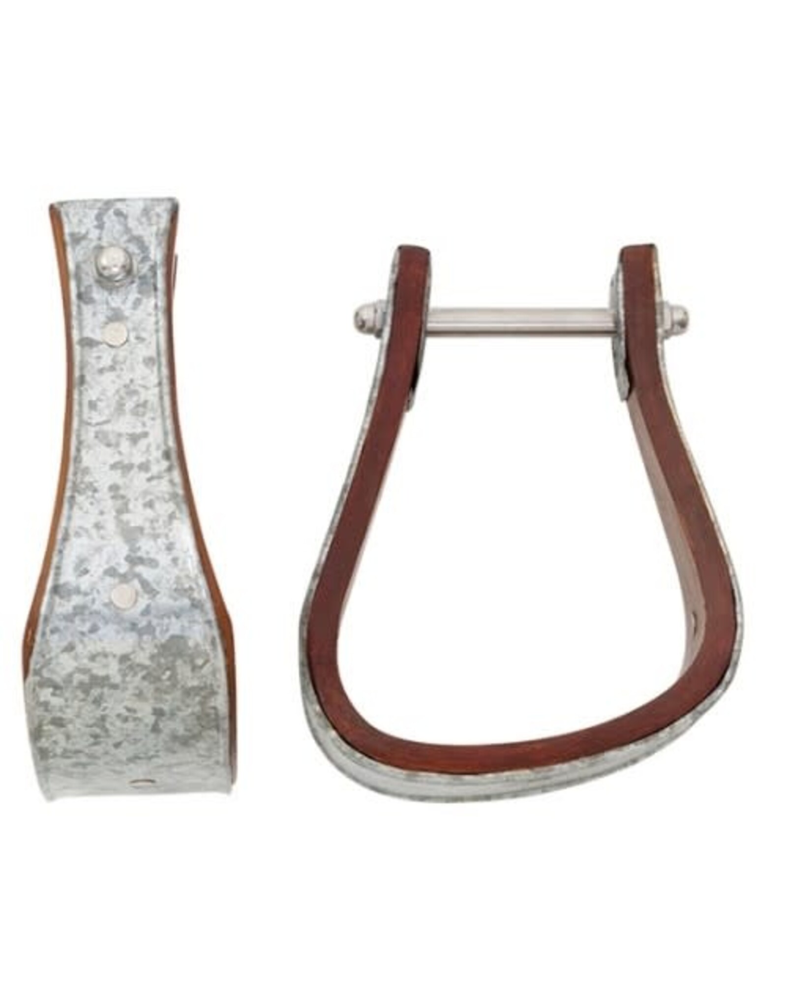 Sloped Galvanized Metal Bound Wooden Bell Stirrup 3" - 179997