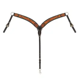 Turquoise Cross Breast Collar, Floral Buckstitch, Contoured  - 45108-01-30