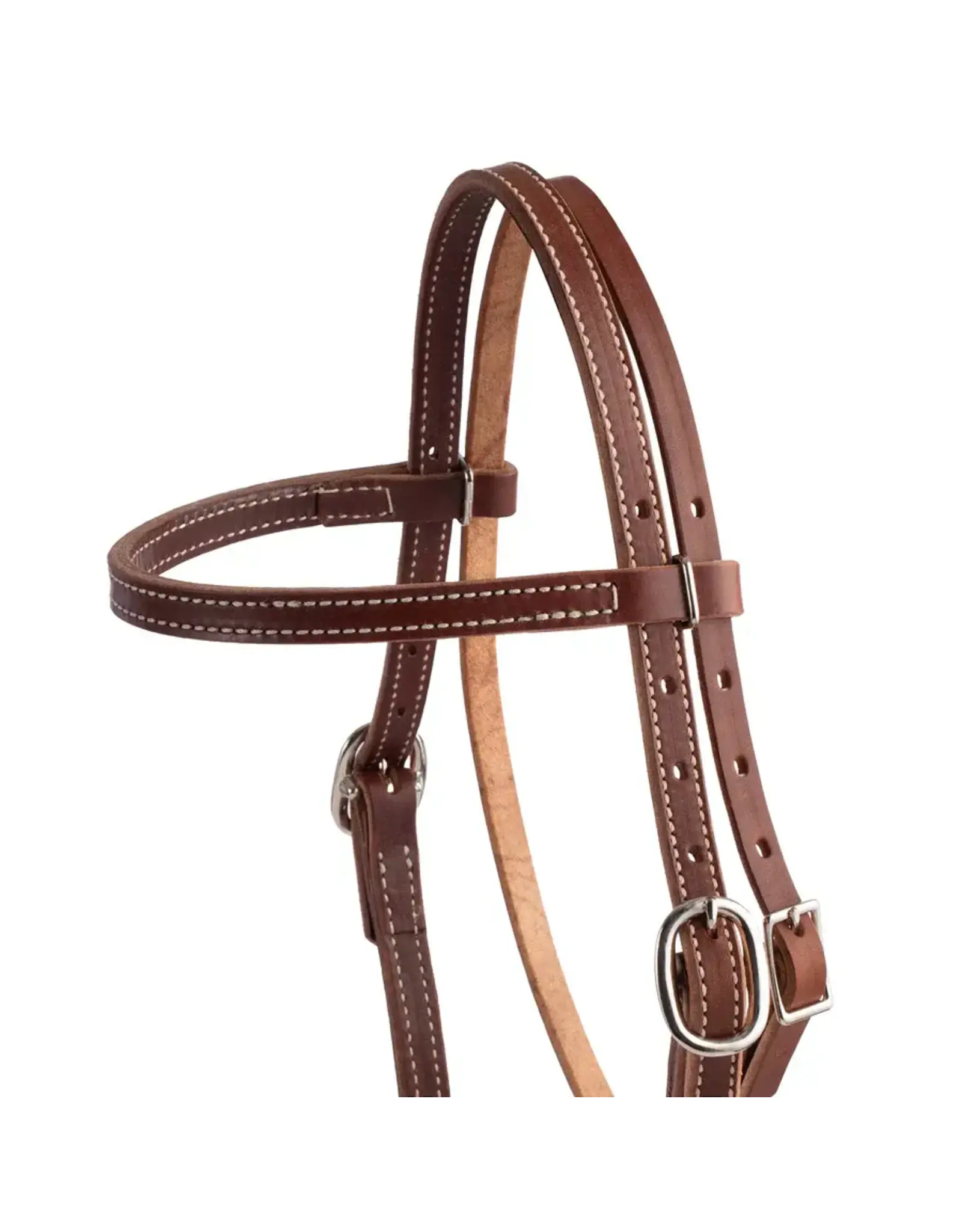 Pony Doubled and Stitched Harness Leather Browband Headstall -10-0099