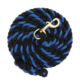 Cotton Lead Rope with Brass Plated 225 Snap, 5/8" x 10' - Black/Blue - 35213-10-148