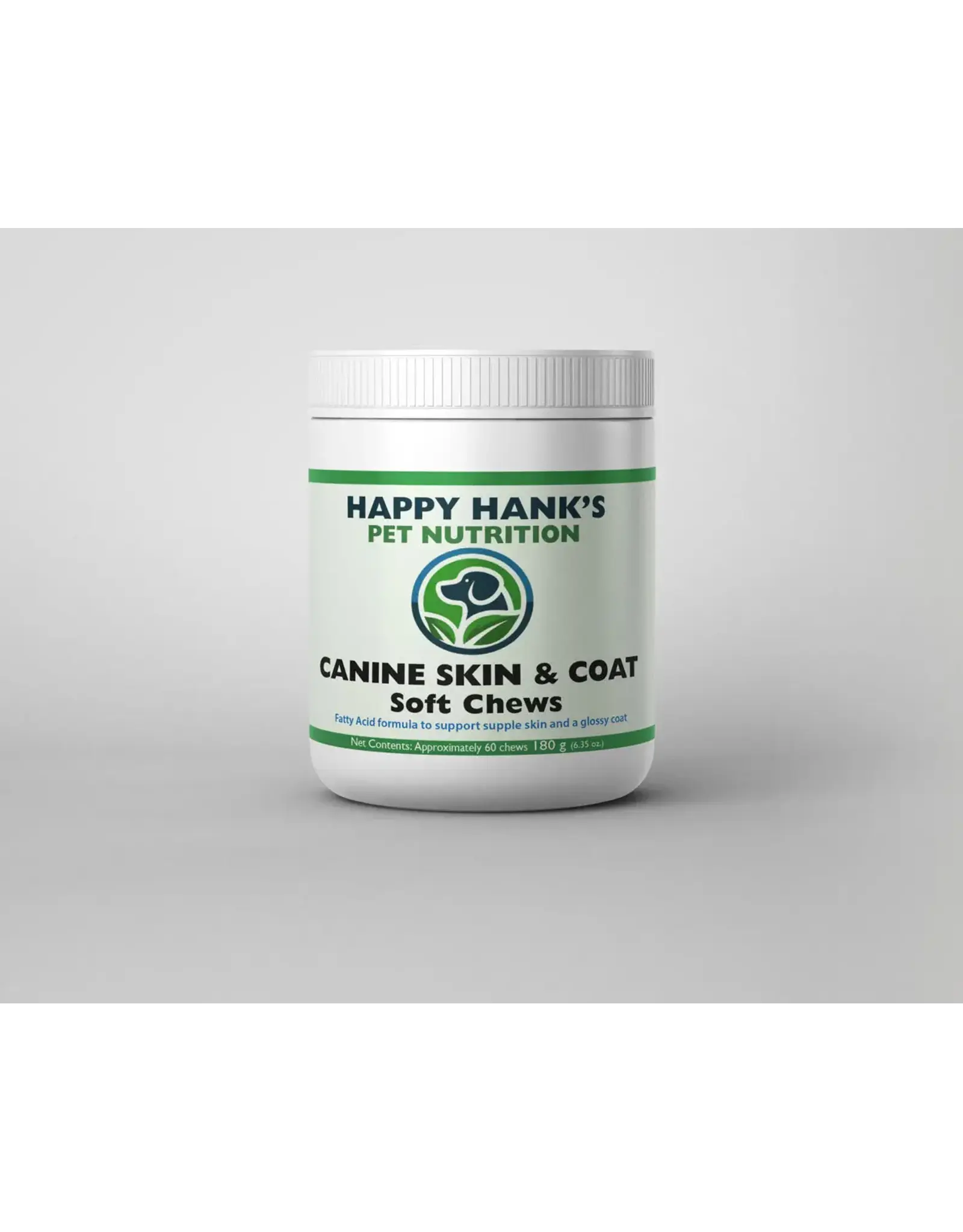 Happy Hank's Pet Nutrition - Canine Skin & Coat  - Soft Chews 60pc - fatty acid formula to support supple skin and glossy coat