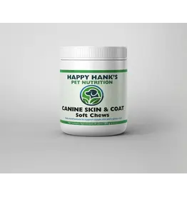 Happy Hank's Pet Nutrition - Canine Skin & Coat  - Soft Chews 60pc - fatty acid formula to support supple skin and glossy coat