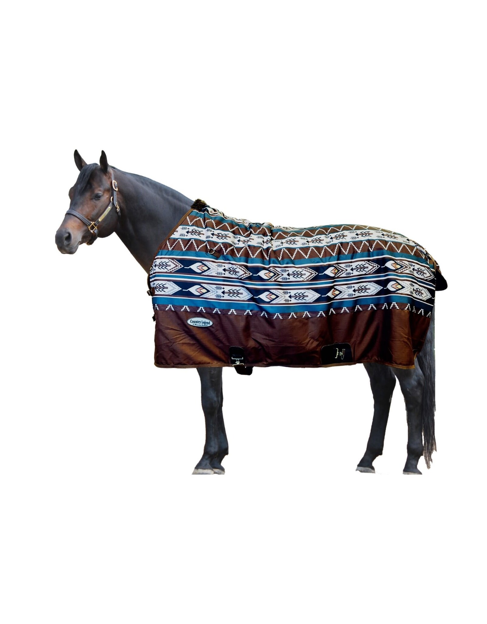 Country Legend 2100D Feather Winter Turnout Blanket - Brown/Cream Feather - 76 - 310001-21/76 - Waterproof Ripstop 300g Fill