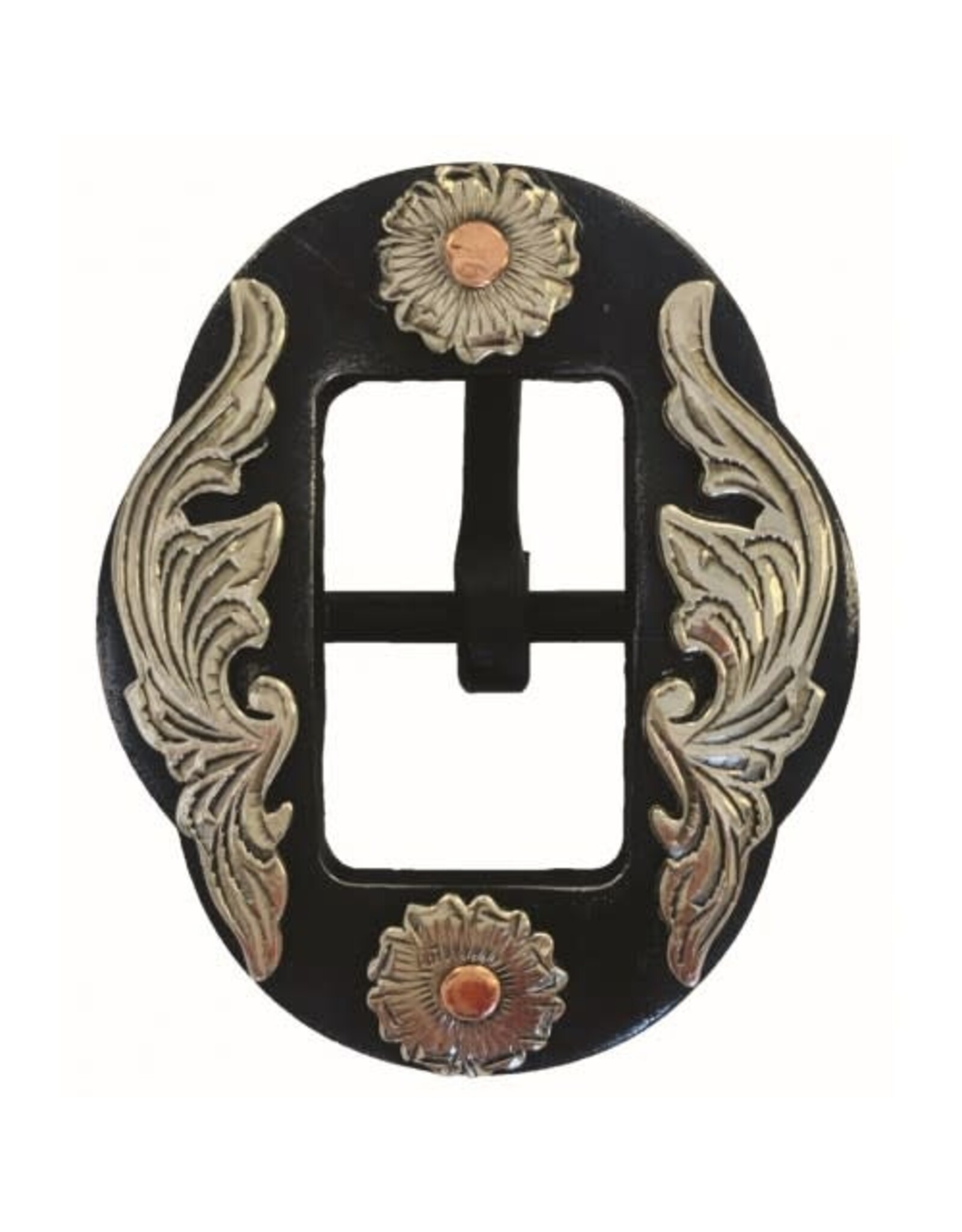WESTERN RAWHIDE SIGNATURE RUST IRON SILVER BUCKLE - ROUND FLOWERS - 510127