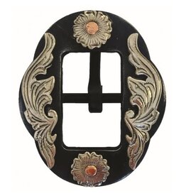 WESTERN RAWHIDE SIGNATURE RUST IRON SILVER BUCKLE - ROUND FLOWERS - 510127