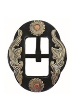 WESTERN RAWHIDE SIGNATURE RUST IRON SILVER BUCKLE - ROUND FLOWERS - 510127