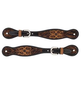 Turquoise Cross Floral Tooled Spur Straps, Ladies - 45-0401