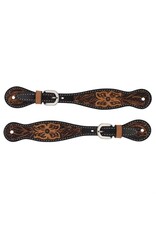 Turquoise Cross Floral Tooled Spur Straps, Ladies - 45-0401
