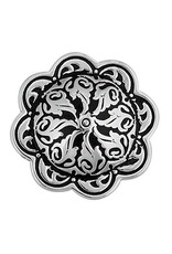 Jeremiah Watt Floral Concho w/Loop SS/BK 1 1/2" - 04205-BS-1 1/2