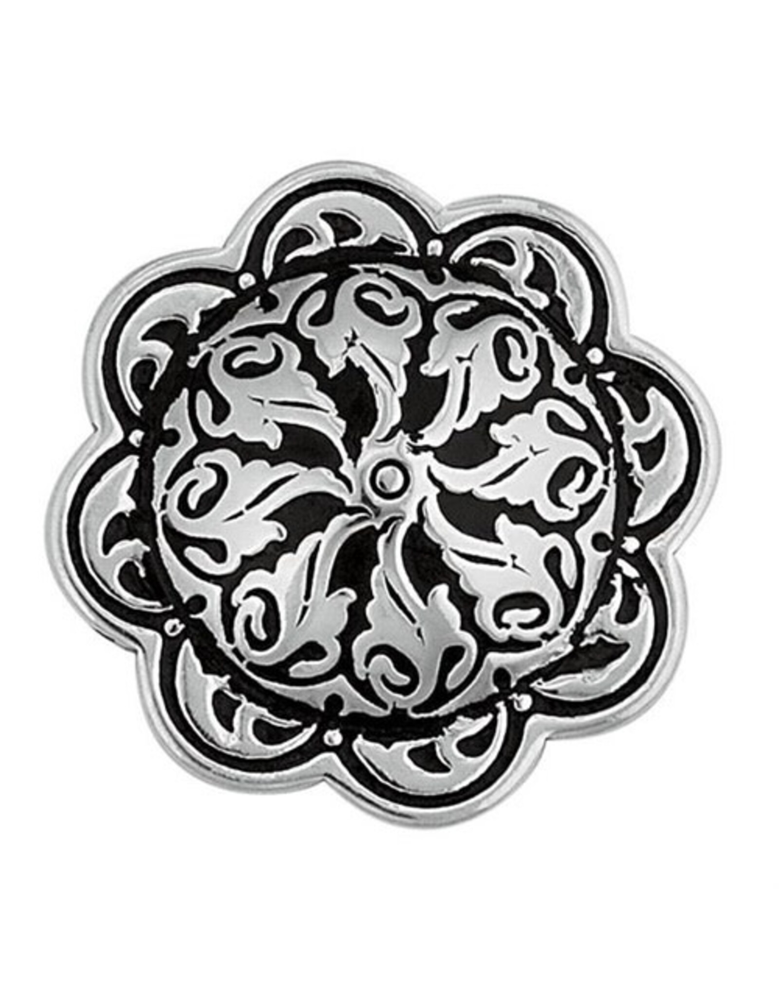 Jeremiah Watt Floral Concho w/Loop SS/BK 1 1/2" - 04205-BS-1 1/2